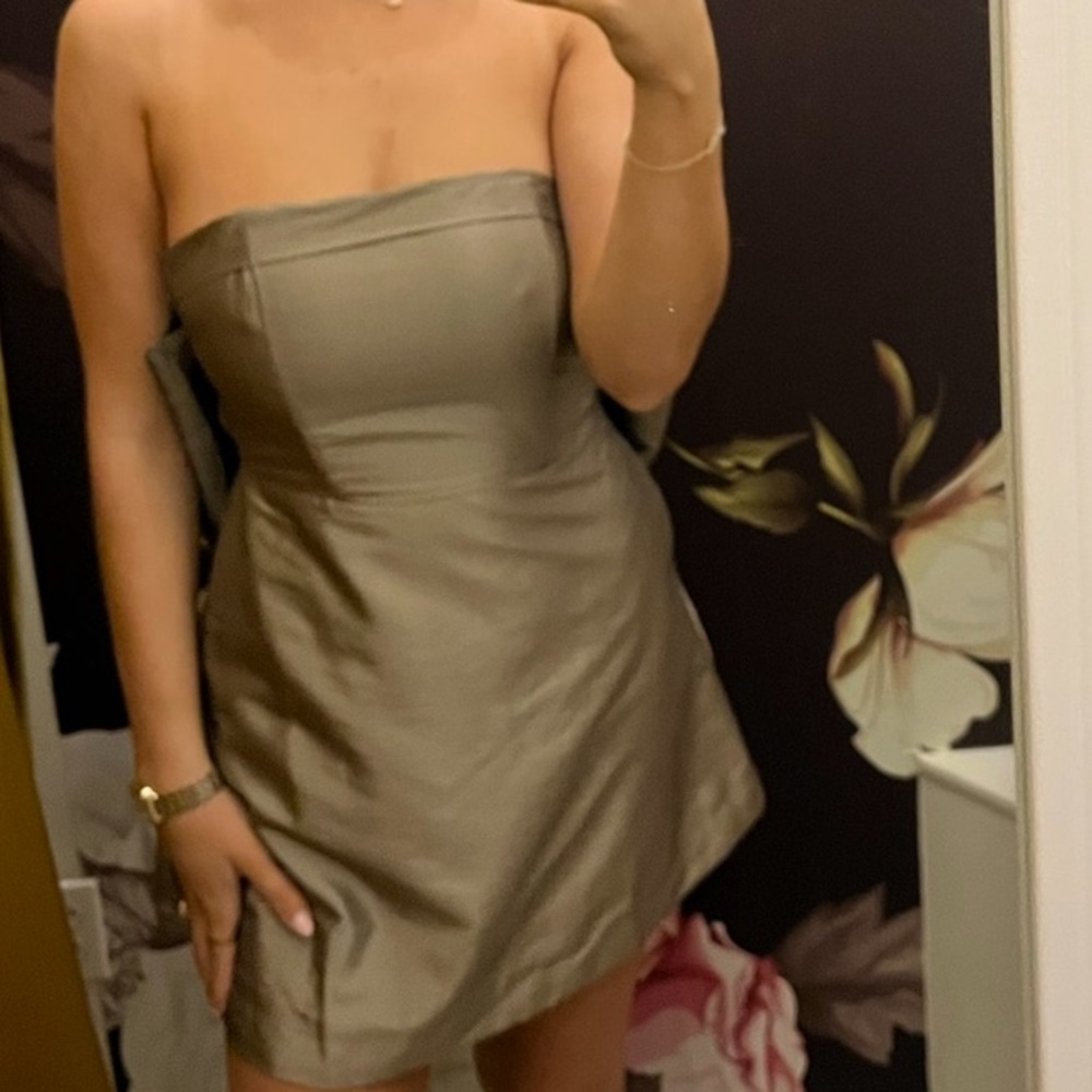 Herringstone’s Metallic Fabric Big Bow on Back Dress with pocket- BRONZE size M